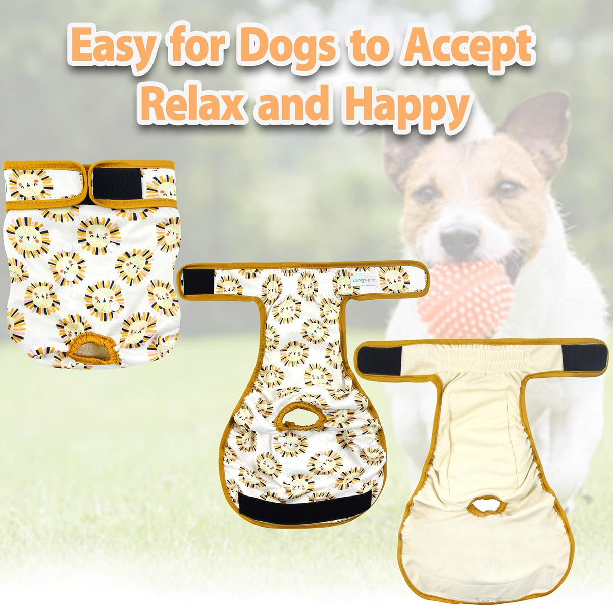 Langsprit - Pañales lavables perro cómodos con broches a presión