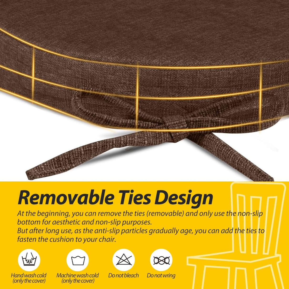 Cojines D-Shaped para Sillas de Comedor AAAAAcessories, 4 Pzas