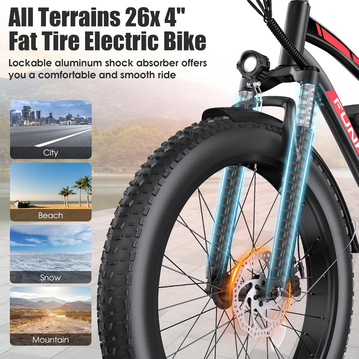 Bicicleta Eléctrica Peak 750W, 25MPH, 60M, 48V 13AH, 7 Velocidades