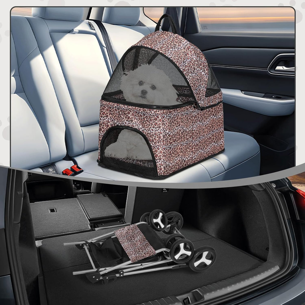 Carro de Mascotas MoNiBloom 3 en 1 Plegable con Transportín