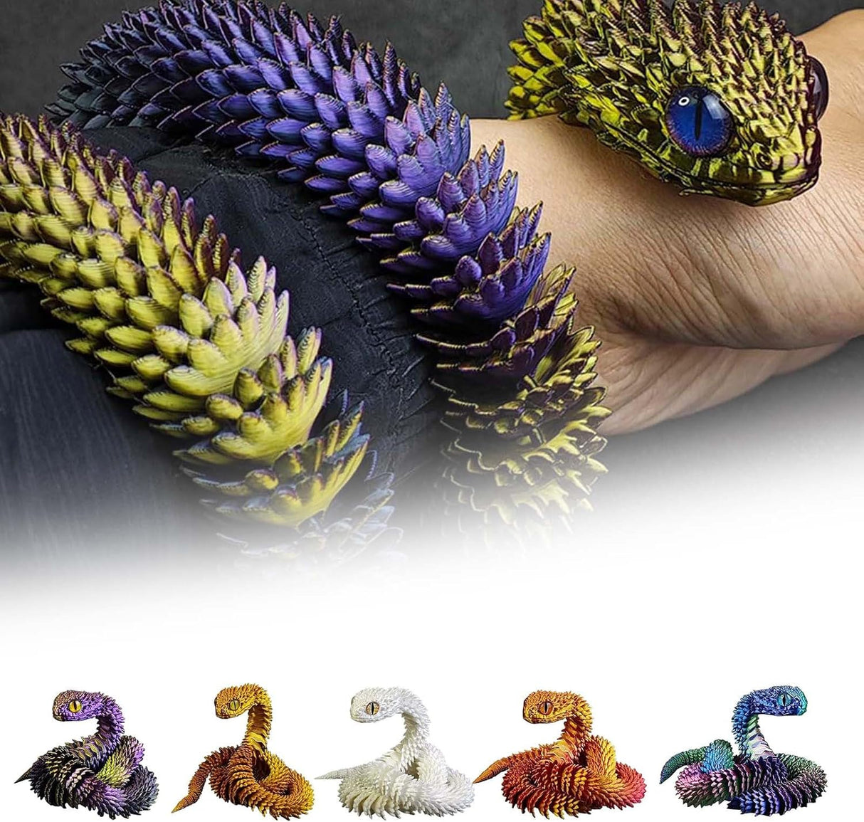 Juguete de serpiente 3D Impresa - Flexible y articulado - Set
