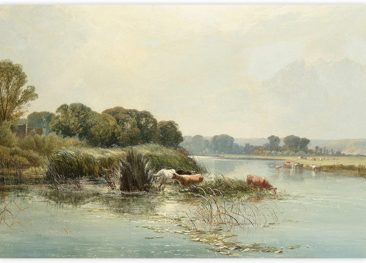 Adhesivo mural removible para pared pueblo escénico, lago