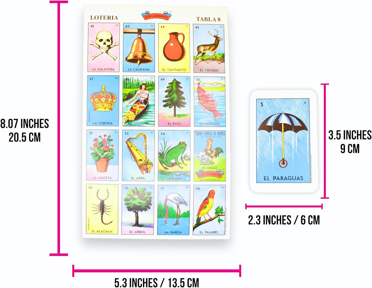 Lotería Mexicana - Juego de Bingo para 10 Jugadores - Clásico