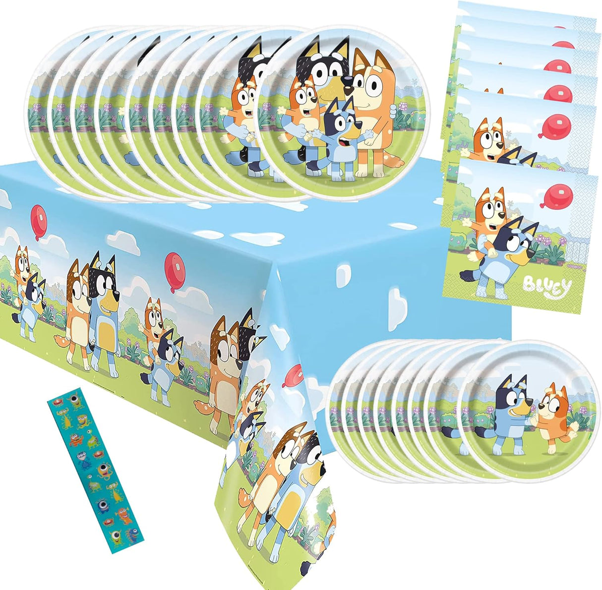 Decoraciones de Cumpleaños Bluey - Kit de Fiesta para 16 Invitados