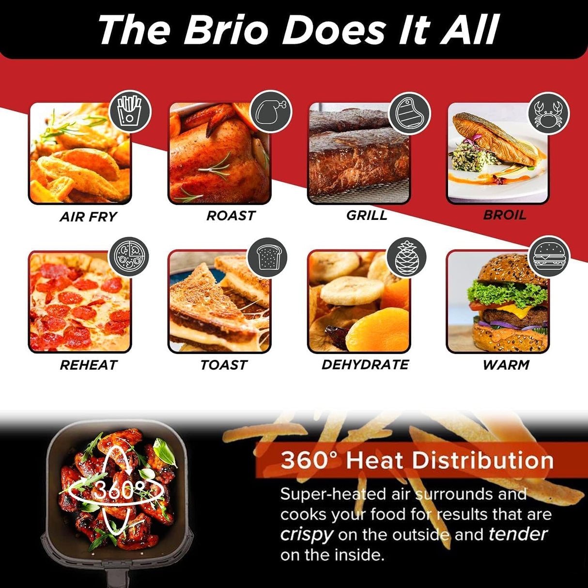 Freidora de aire Nuwave Brio 6 cuartos, digital, 6 funciones