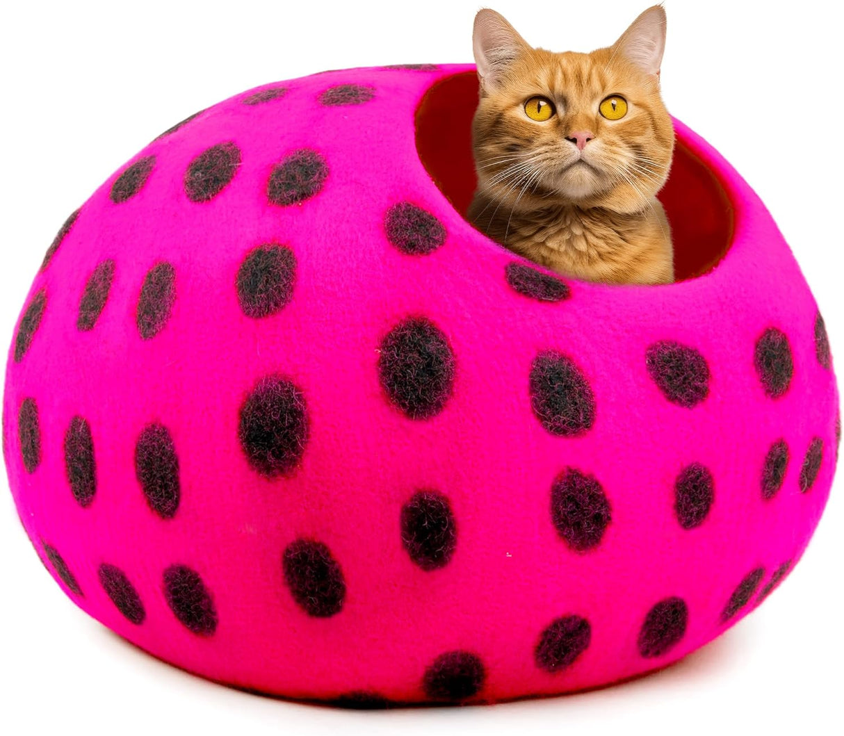 Cueva para Gatos Woolygon - Feltro Premium, Ecológica, Polka Dot