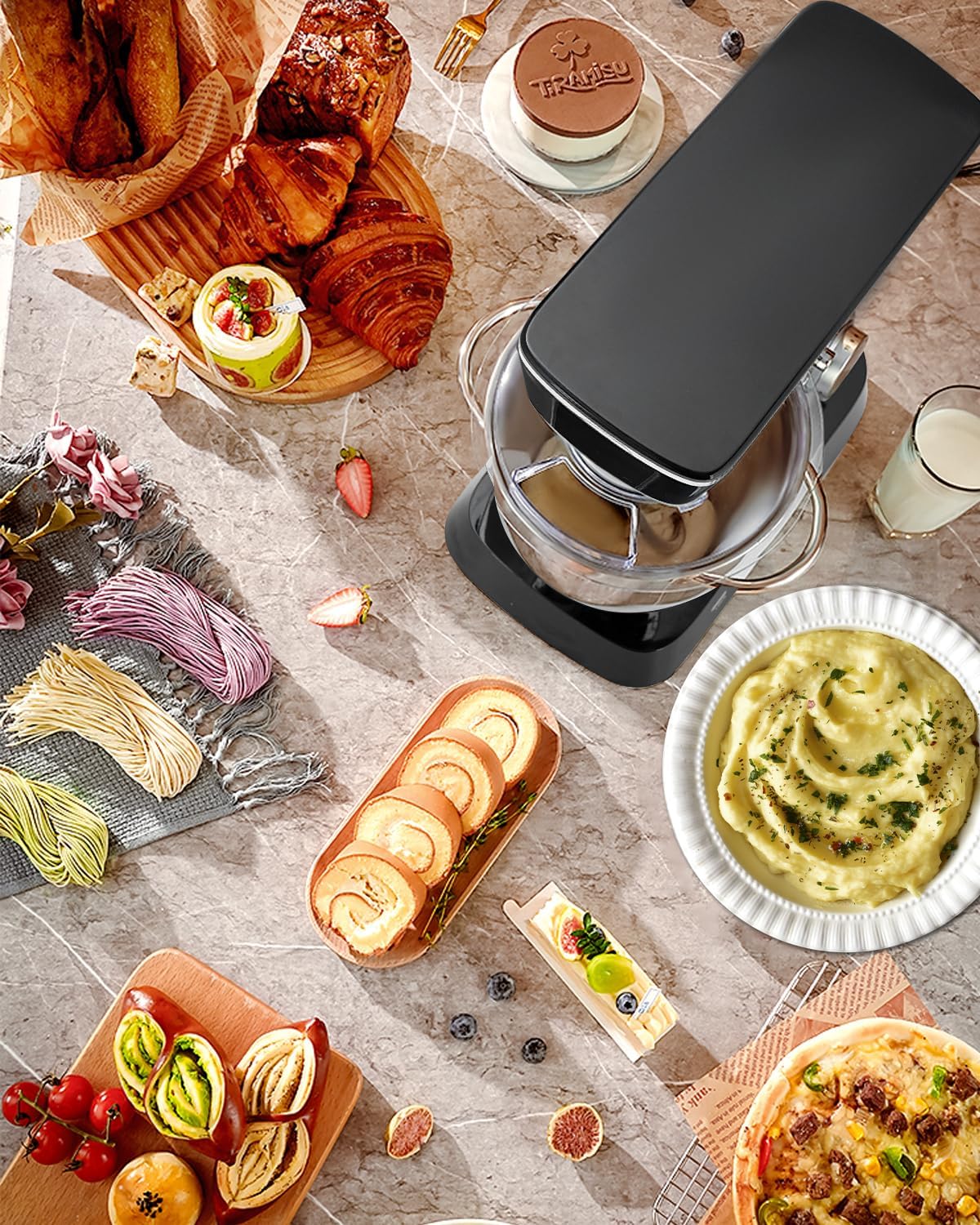 Batidora de pie MIGECON, 5.26 QT, 10 velocidades, acero inoxidable