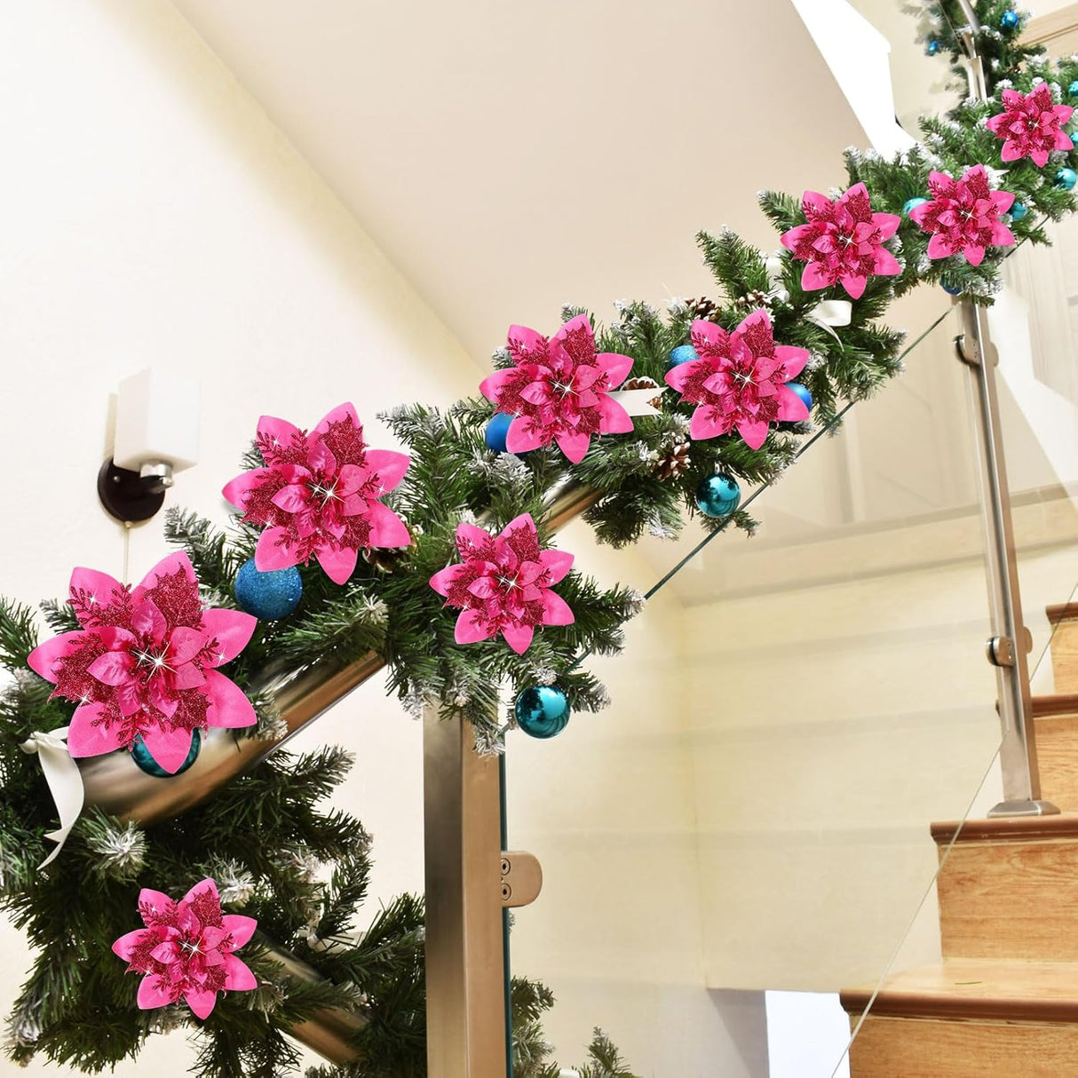 Flores Poinsettia Artificiales, Decoración Navidad, 36 Piezas