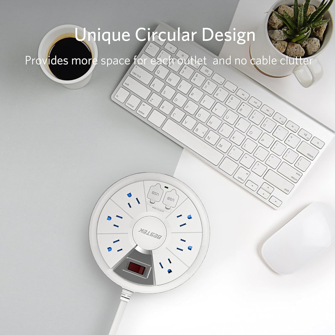 protector contra sobretensiones redondo con 6 salidas