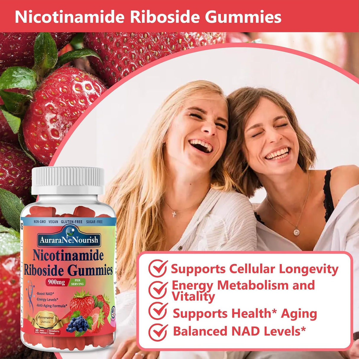 Gomitas NAD Sin Azúcar, Suplemento Antienvejecimiento 900mg