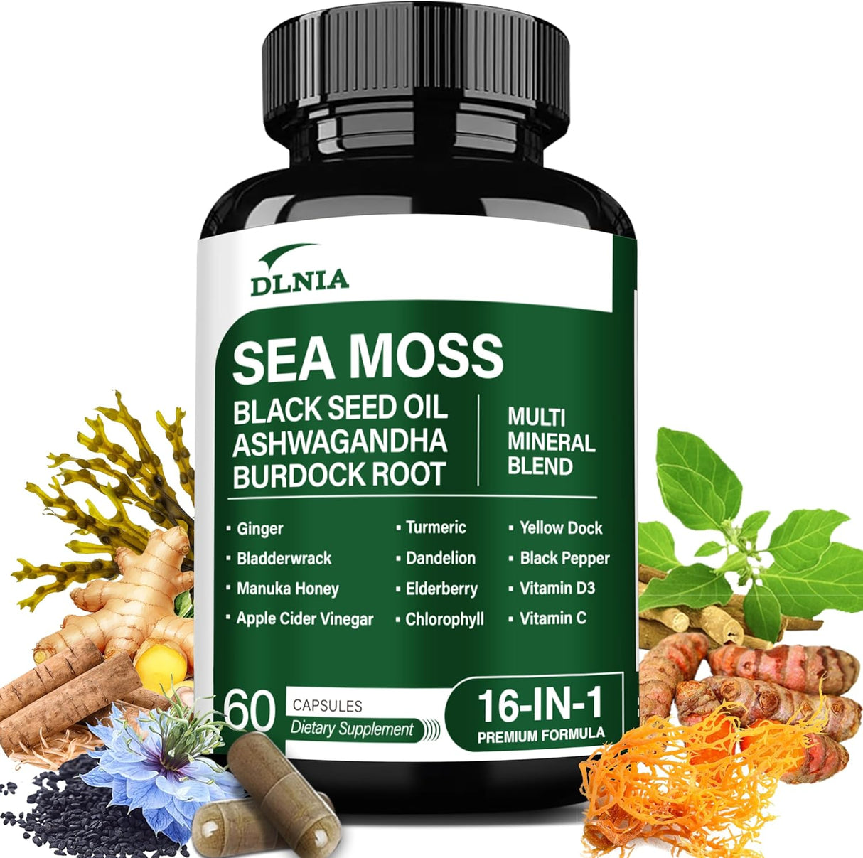 16-en-1 Gel de Musgo de Mar Orgánico Cápsulas, Superalimento