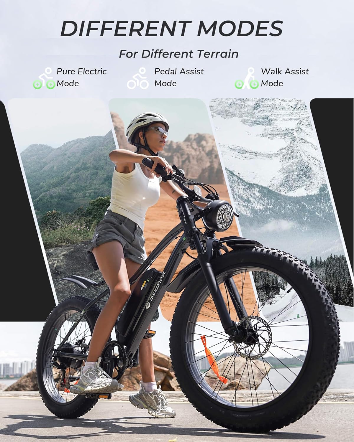 Bicicleta Eléctrica Isinwheel M10 Plus 900W, 75 Millas, 26 Fat Tire