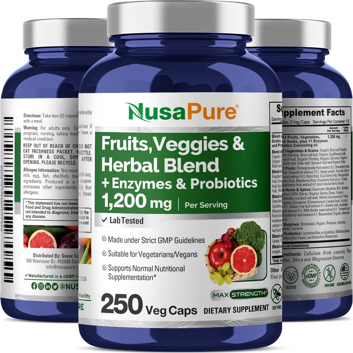 Suplemento de Frutas y Verduras con Enzimas y Probióticos