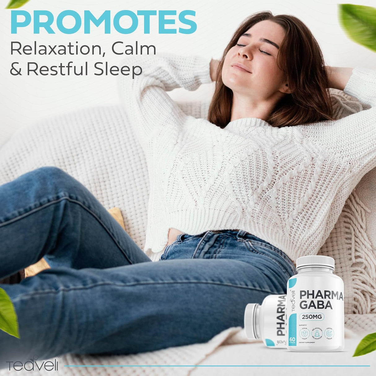 Suplemento Pharma GABA 250 mg la salud cognitiva fermentado