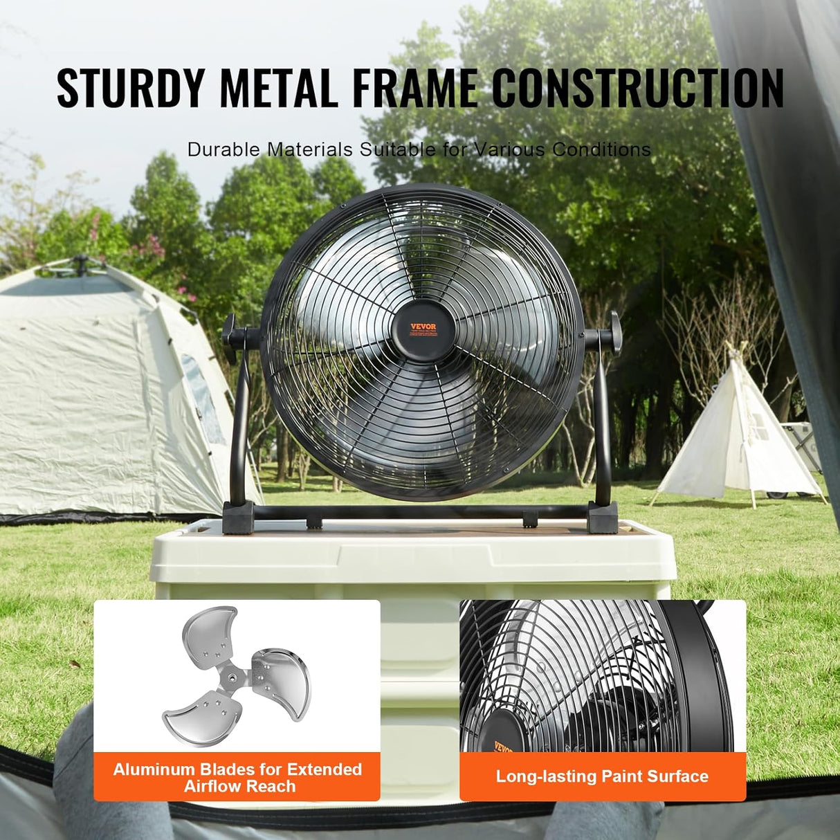 VEVOR Ventilador de Piso Recargable 12'', Alta Velocidad, Modelo Industrial