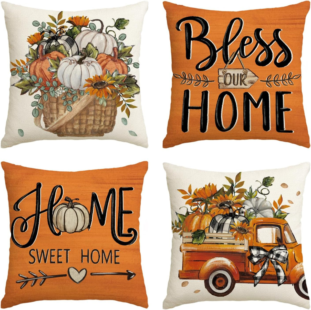 Cojines Decorativos Otoñales AVOIN, Set de 4, 18 x 18 Pulgadas