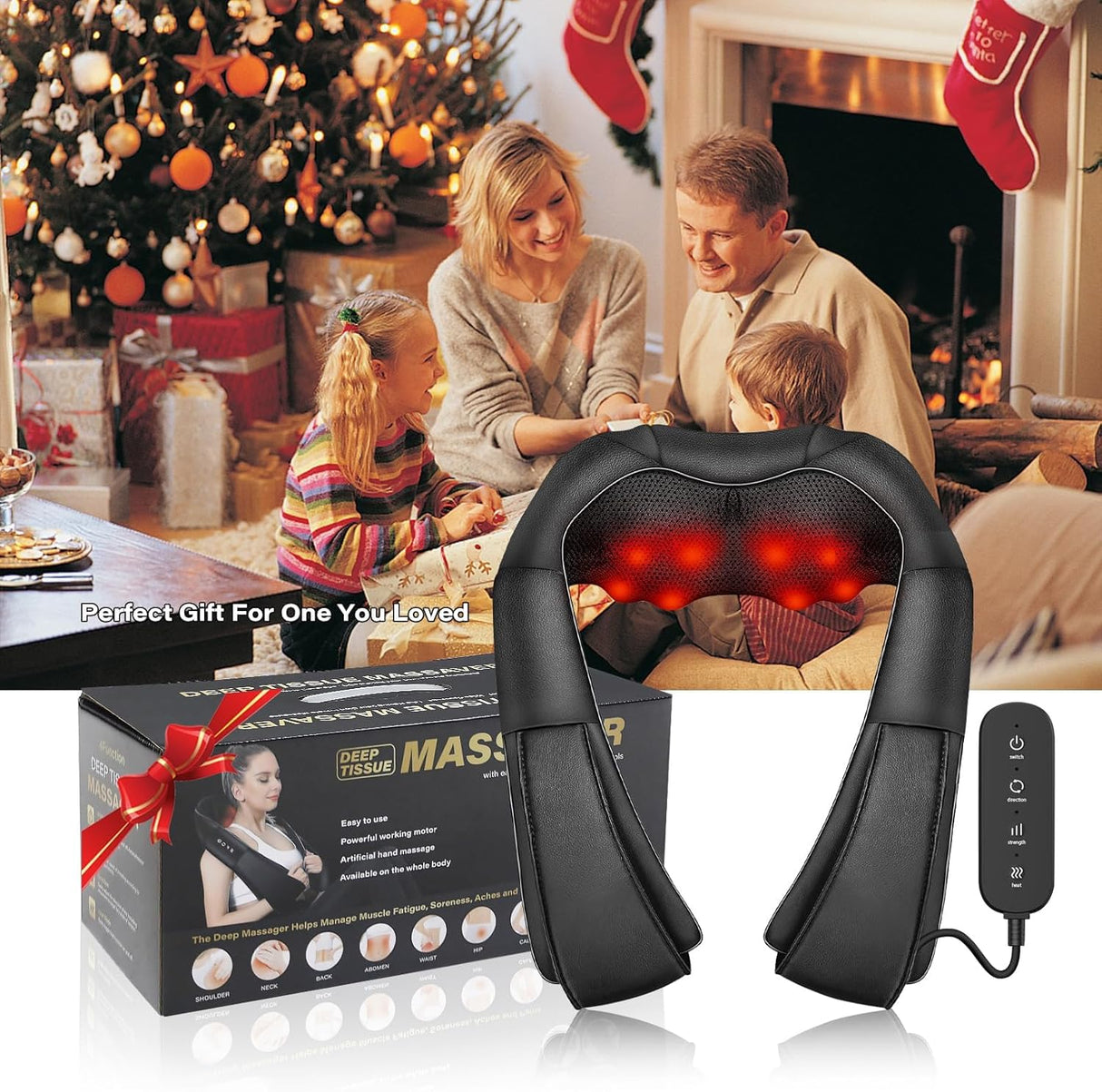 Masajeador de Cuello y Espalda, Shiatsu, Calor, 3D Kneading