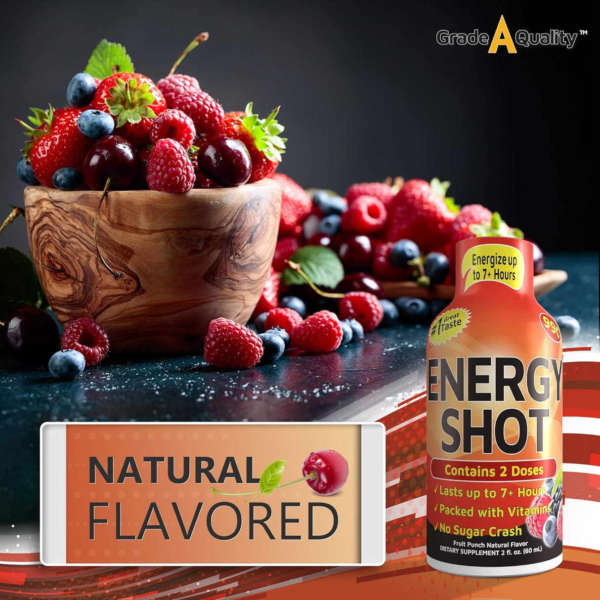 Vitamina Energy Shots, sabor a ponche de frutas pack 12