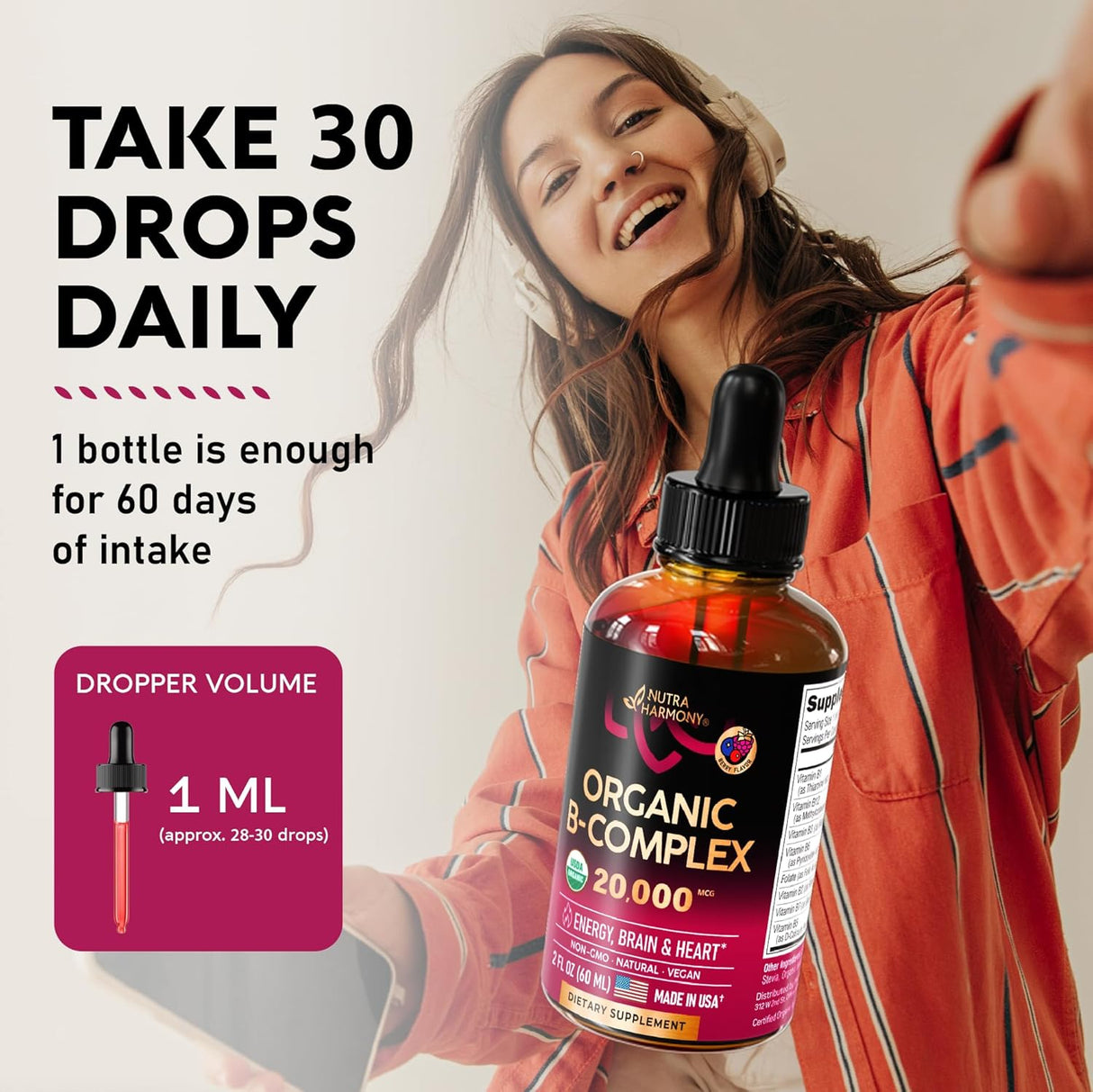 Vitaminas orgánicas 8 en 1 del complejo NUTRAHARMONY