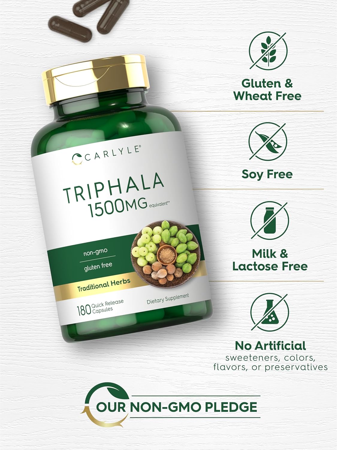 Suplemento Carlyle Triphala Cápsulas 1500 mg 180 unidades