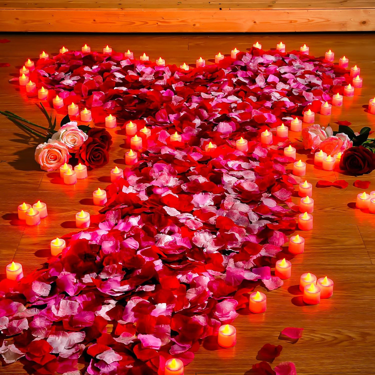 Pétalos de rosa artificiales Coume 6000 Pcs con 72 velas LED