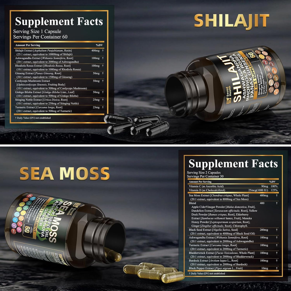 Moss Orgánico Irlandés y Shilajit - 2x60 Cápsulas