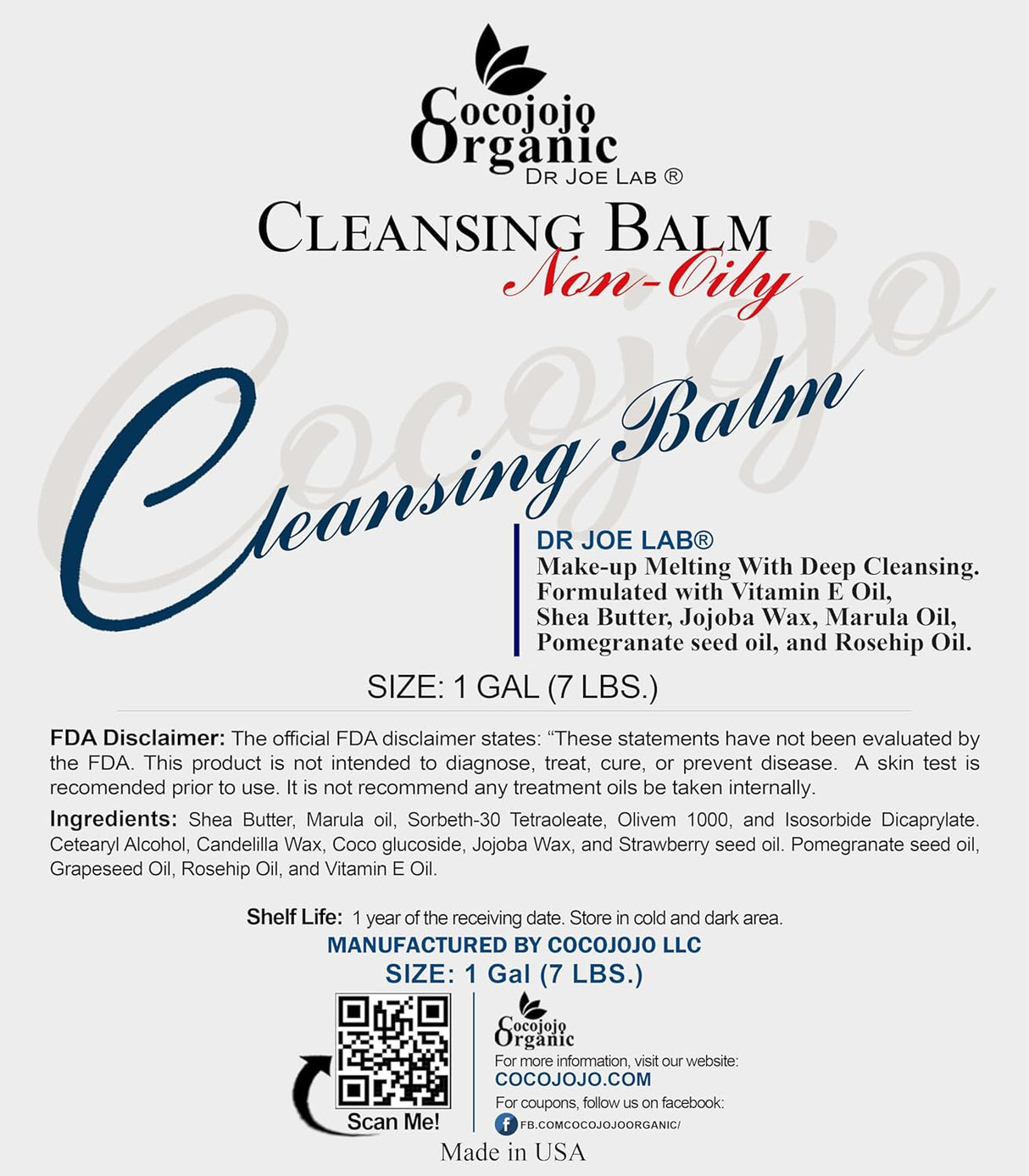 Bálsamo Limpiador Facial Dr. Joe - Hidratante y Desmaquillante