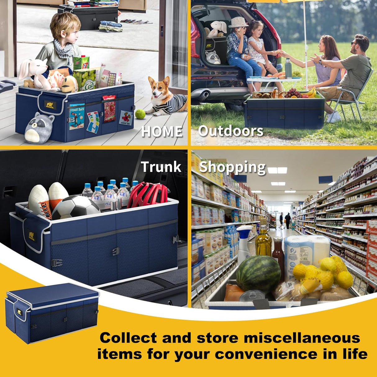 Organizador de Maletero MIKKUPPA 65L Plegable con Tapa