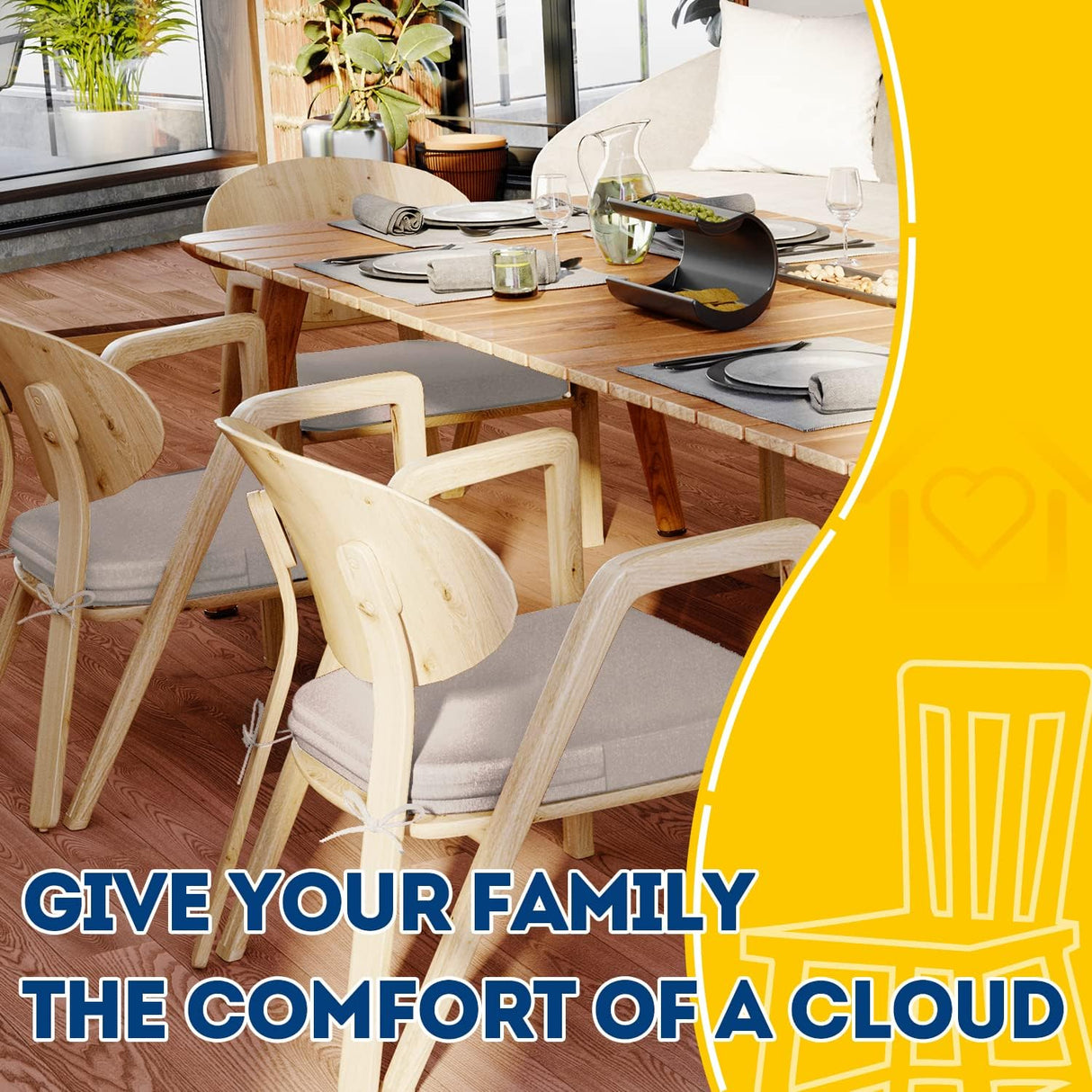 Cojines D-Shaped AAAAAcessories, 2'' gruesos, Set de 4