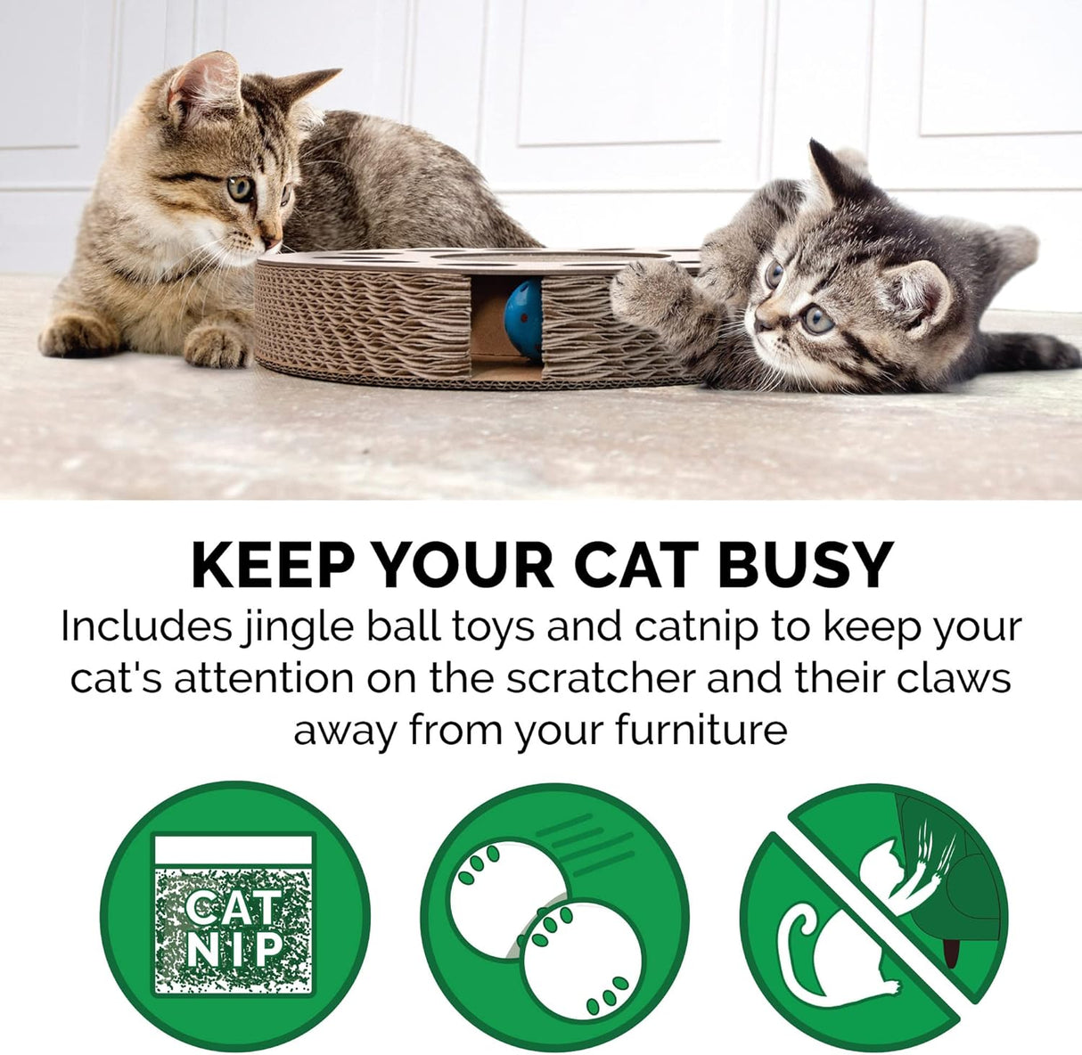 Rascador rectangular corrugado para gatos caja interactiva