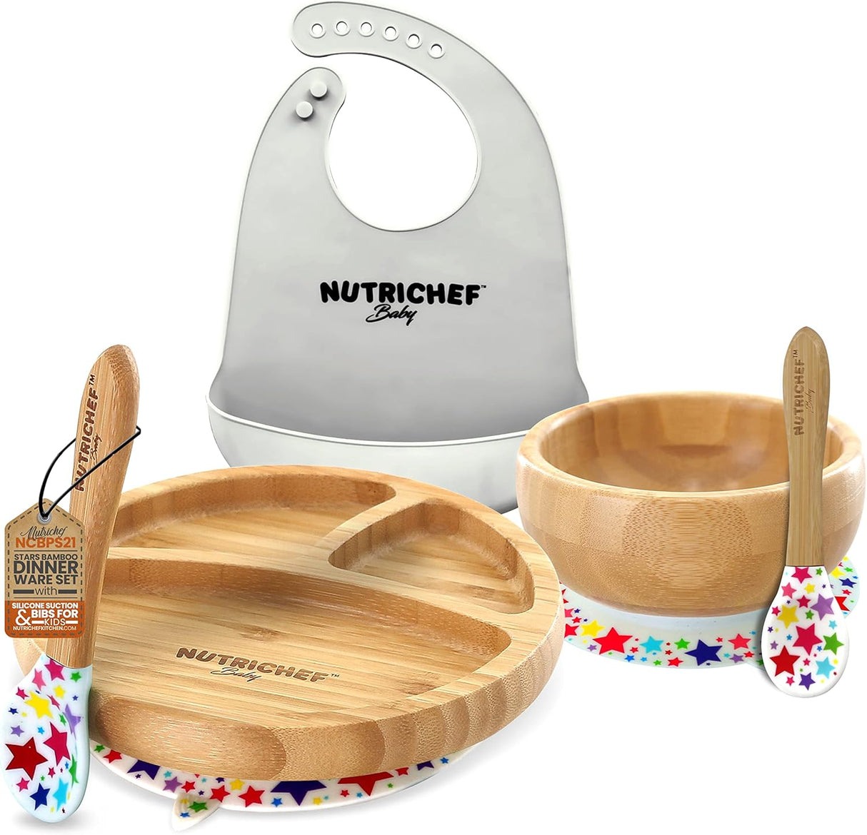 Juego de vajilla de bambú para bebé NutriChef NCBPS21