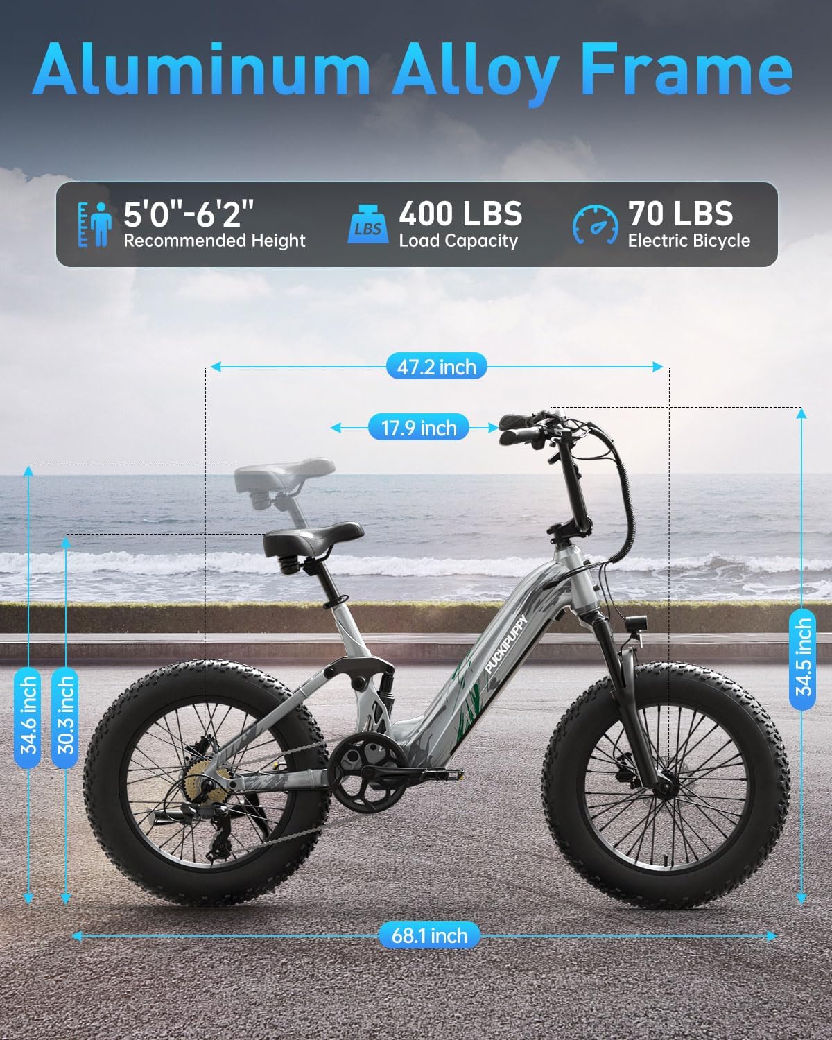 Bicicleta Eléctrica Corgi 960W, 48V, 80M, Suspensión Completa