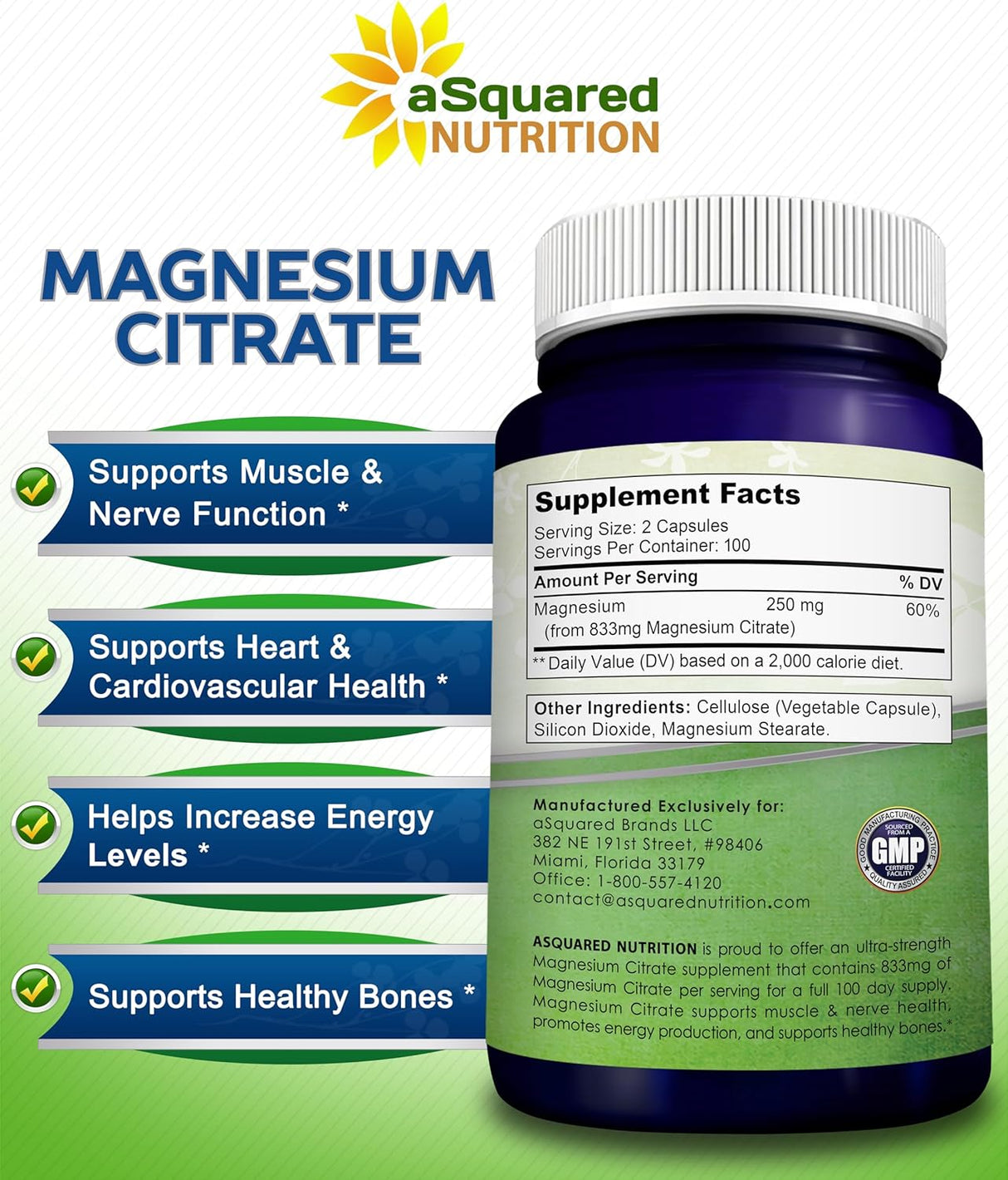 Suplemento Citrato de magnesio 200 mg