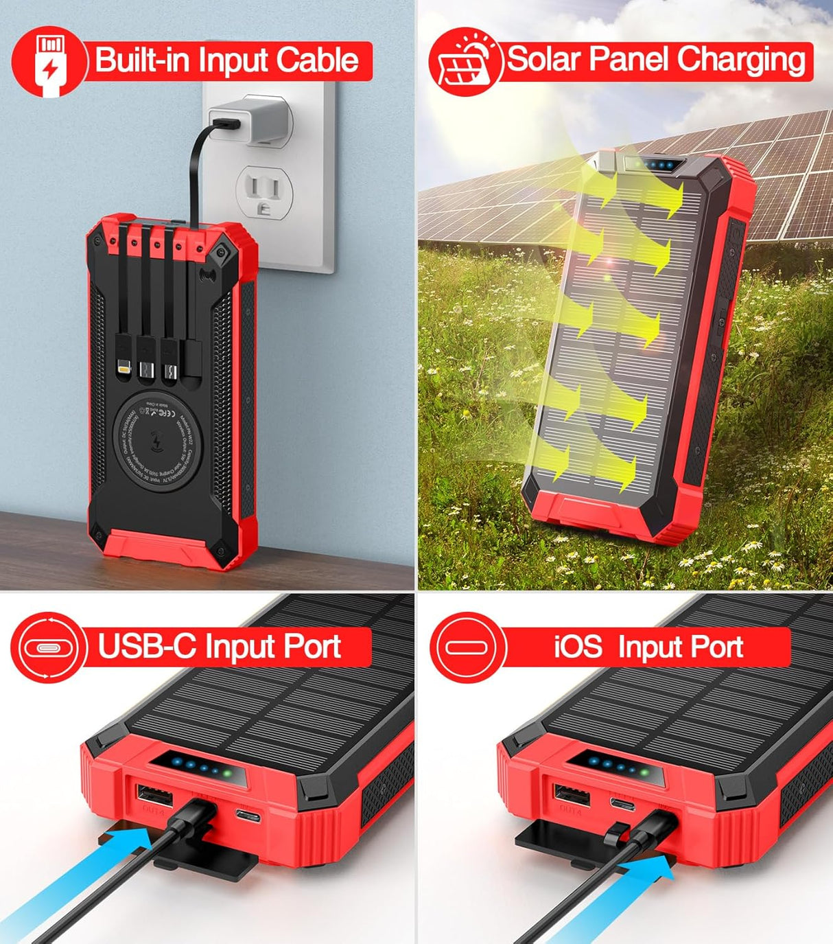 Power Bank GOODaaa 36000mAh Carga Inalámbrica y Solar