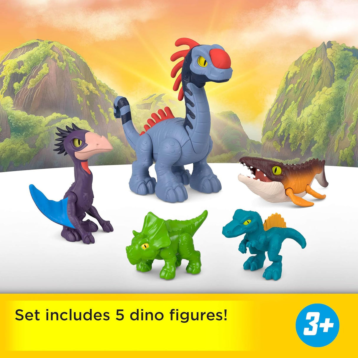 Set de figuras Fisher-Price Imaginext Jurassic World con 5 dinosaurios y lanzador