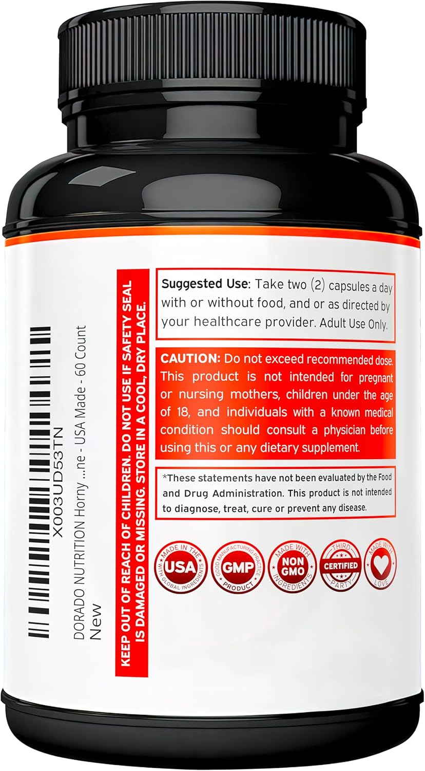Horny Goat Weed USA - Max Fuerza, Resistencia y Circulación - 60 Cápsulas