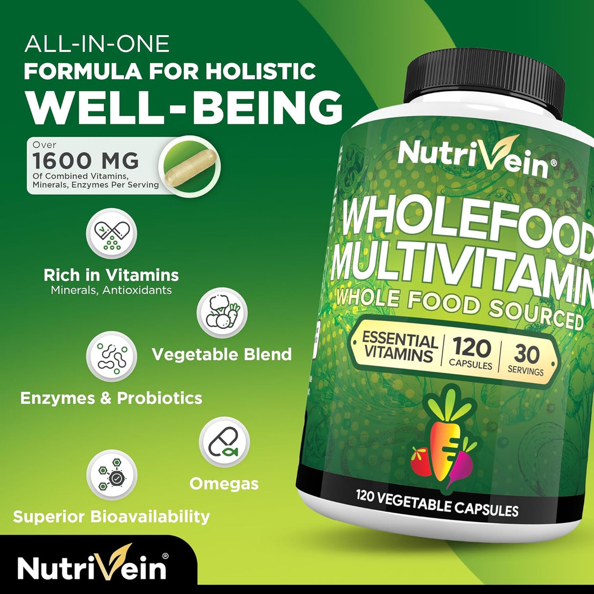 Multivitamínico Nutrivein - Vitaminas Naturales 30 Días