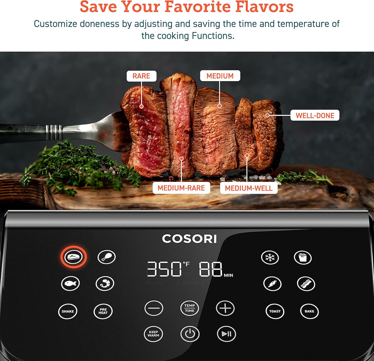 Air Fryer COSORI 12 en 1, 5.8QT, Cocina Rápida AdaptIQ