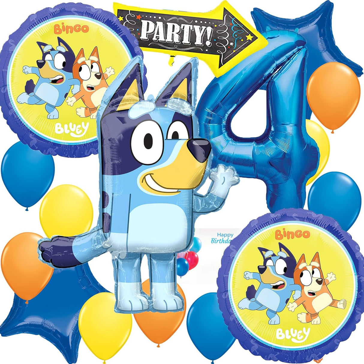 Suministros Decoración Fiesta 4to Cumpleaños Anagram Bluey