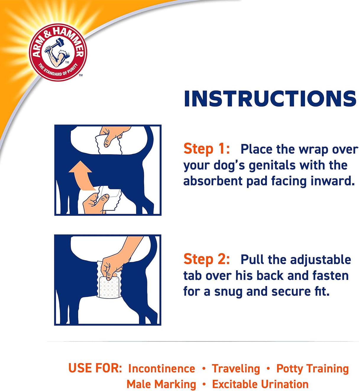 Arm & Hammer Pañales para perros machos para control de olores