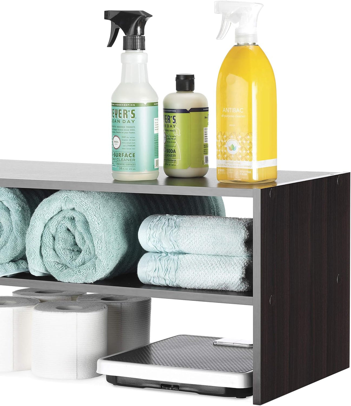 Organizador de almacenamiento apilable con 2 estantes, 24 pulgadas