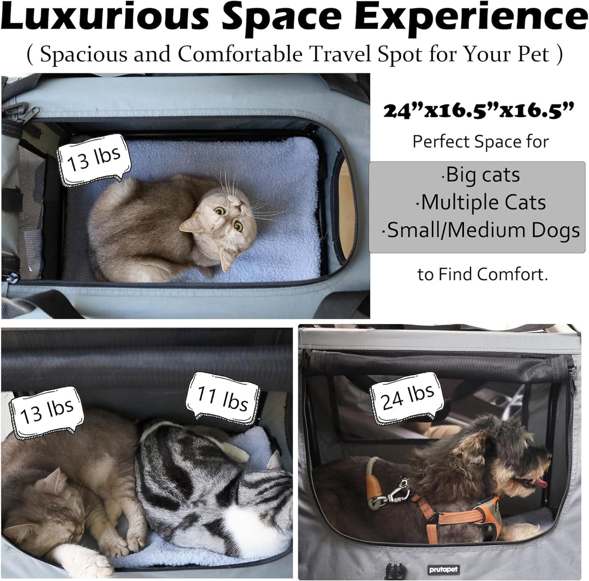 Transportín Grande para Gatos y Perros, portátil y colapsable