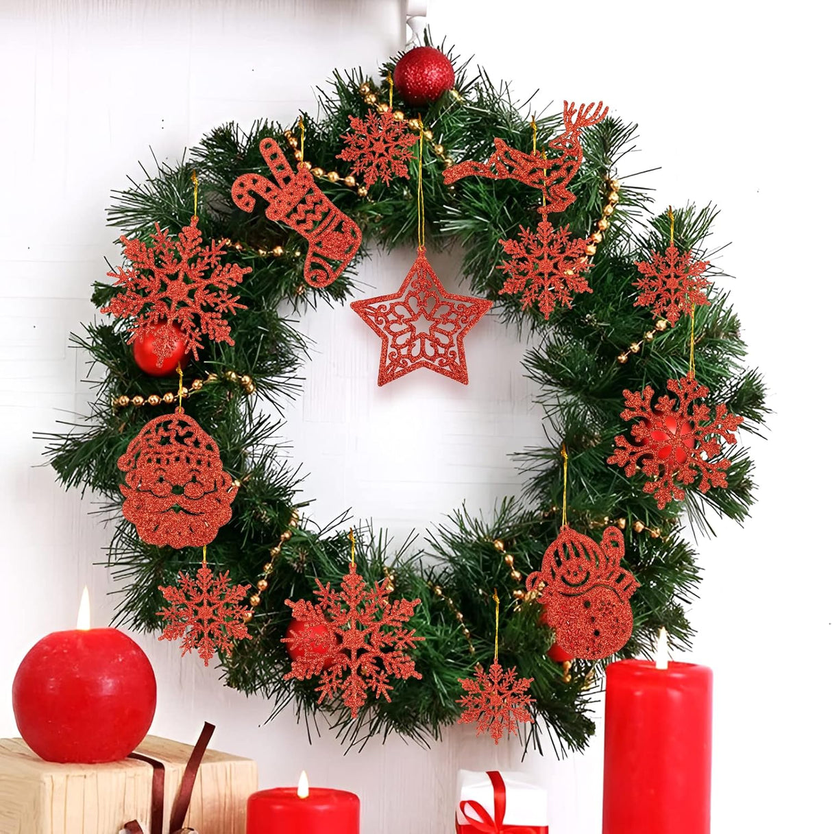 Adornos para árbol de Navidad - 42 piezas, invierno, 2023