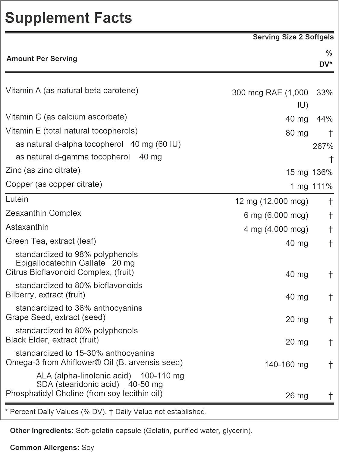 Suplemento Ultimate Eye Support con Astaxantina 30 cápsulas