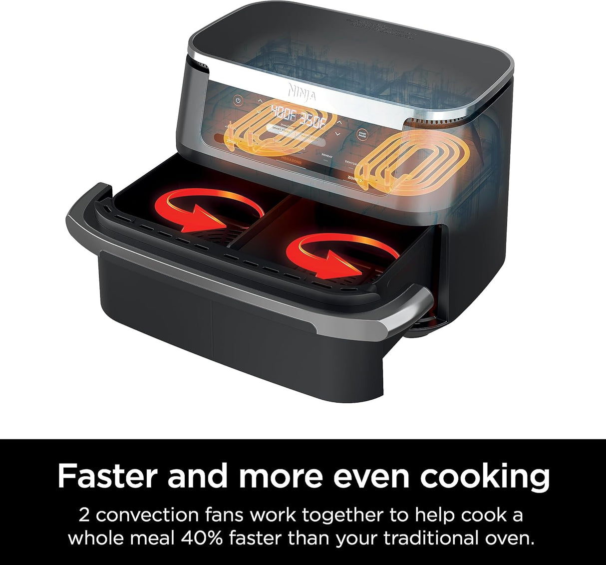 Freidora de Aire Ninja DZ071 6 en 1, Gran Capacidad 7QT