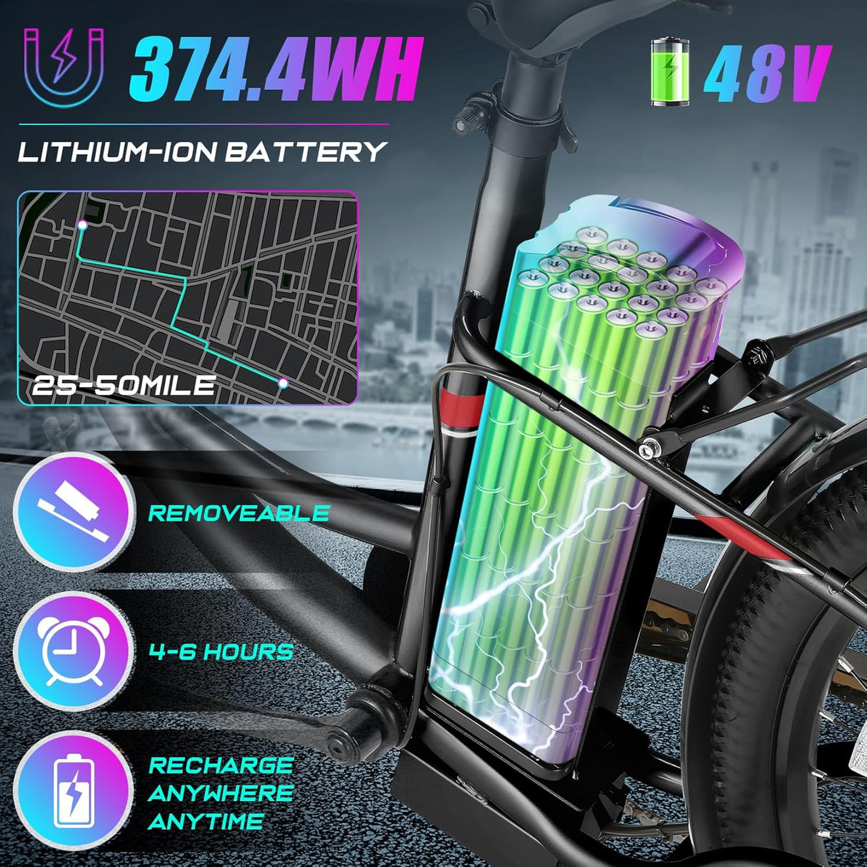 Bicicleta Eléctrica Vivi 750W, Batería Removible, 50 Millas