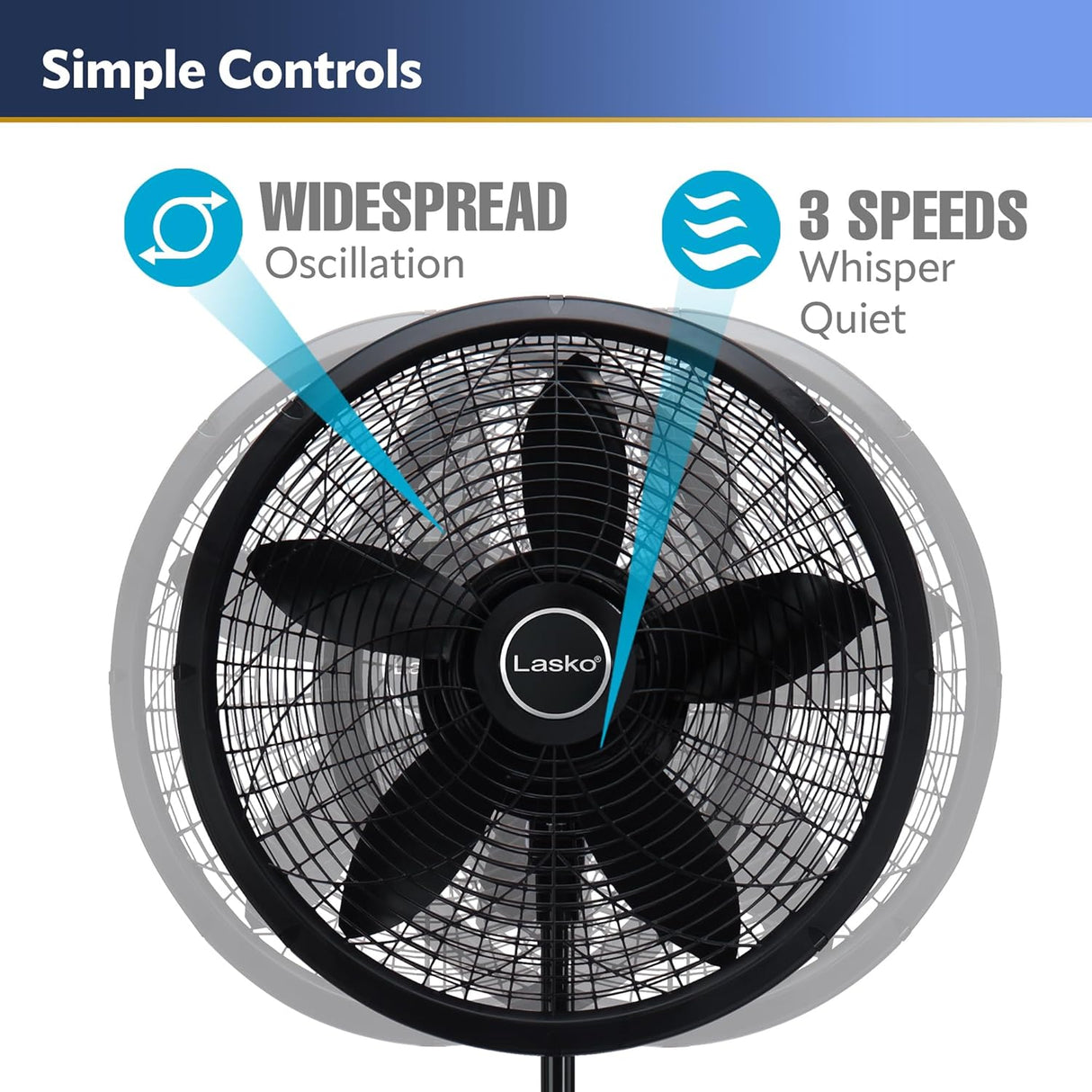 Ventilador de pie Lasko, oscilante, 3 velocidades, 18, 1827