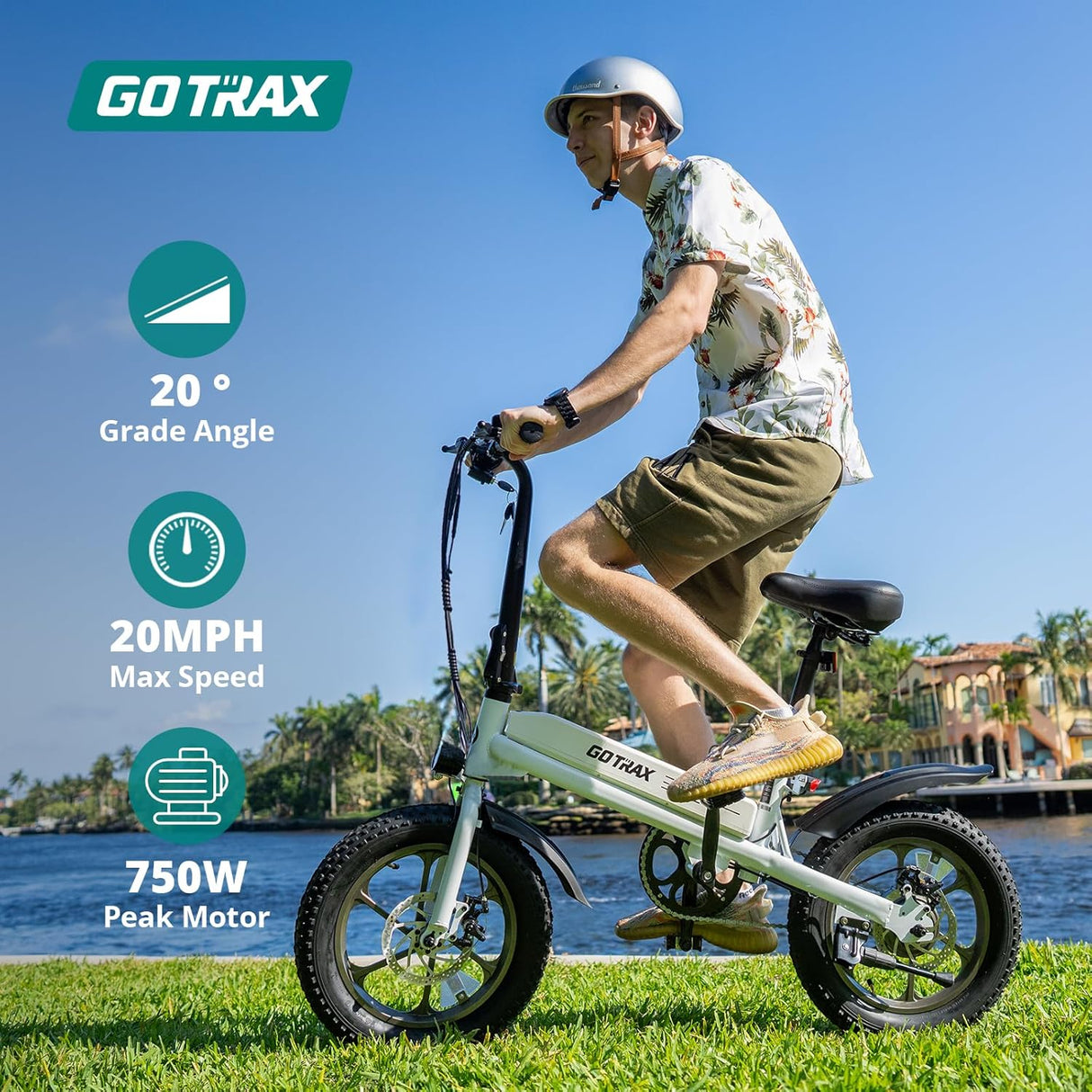 Bicicleta Eléctrica Gotrax S3, 750W, 25 millas, Plegable