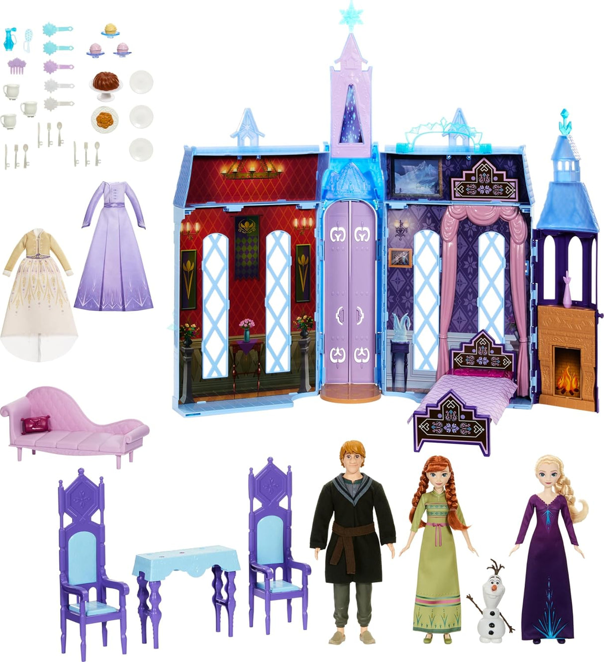 Muñecas y Castillo Frozen de Mattel, Aventura Arendelle, 3 muñecas y accesorios