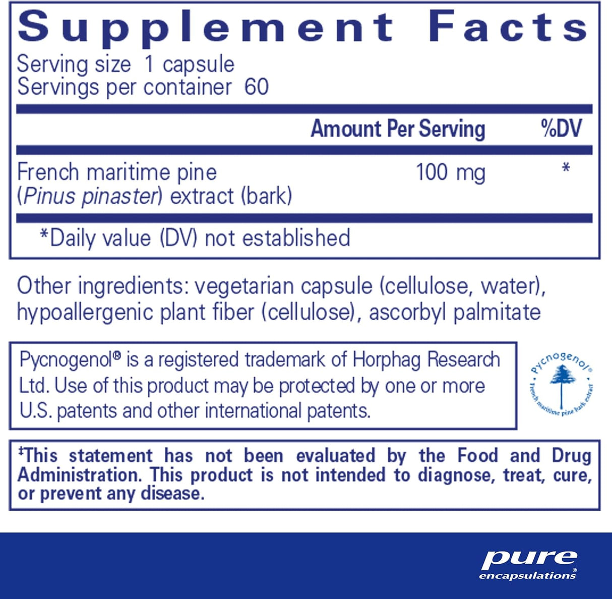 Suplemento Pure Encapsulations Pycnogenol 100 mg 60 Cap